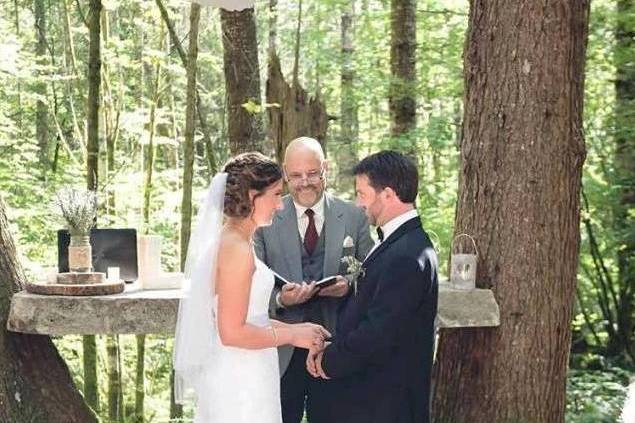 Wedding officiant heading the ceremony