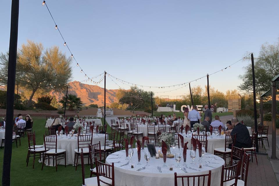 Outdoor reception on gated law