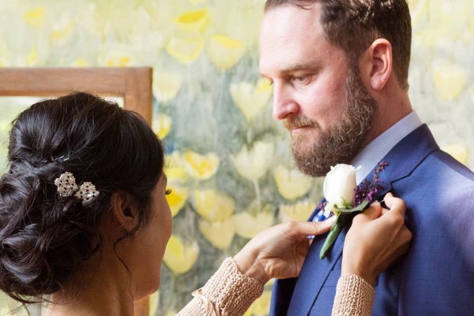 Kim and Adam on their wedding day