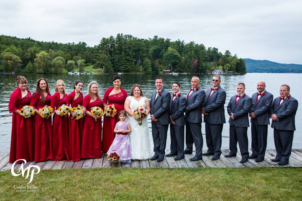 Wedding party lake photo