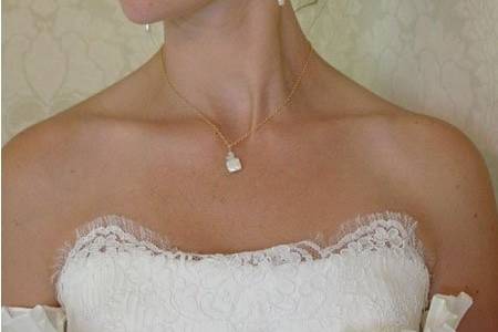 14k Gold filled necklace with square Freshwater pearl.