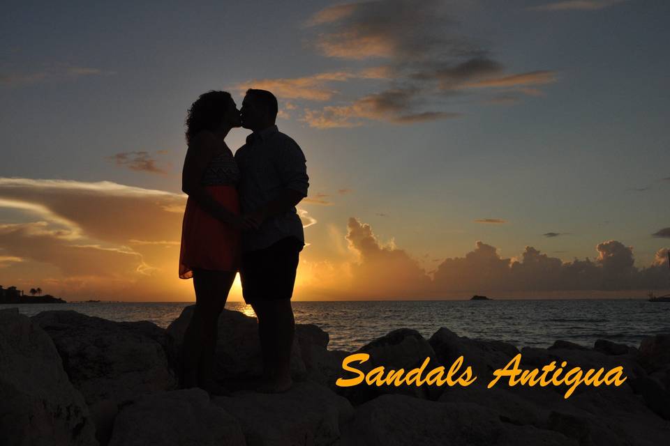 Happy honeymooners at Sandals South Coast