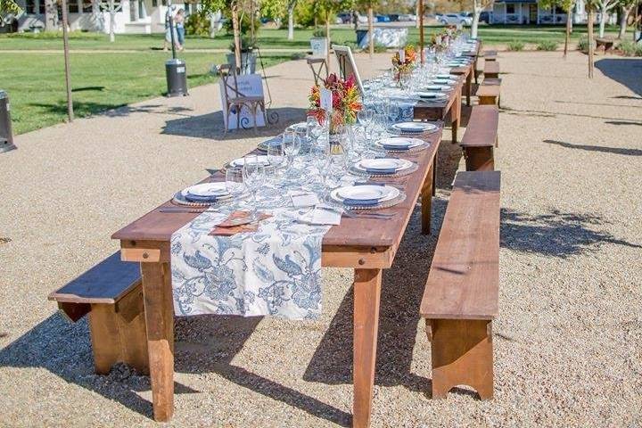 Long dining table setup