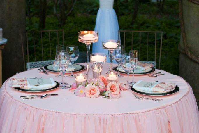 Table set up with centerpiece