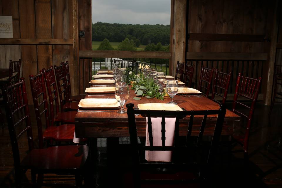 Farm table with open barn door