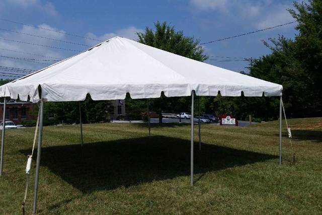 Setting up tent