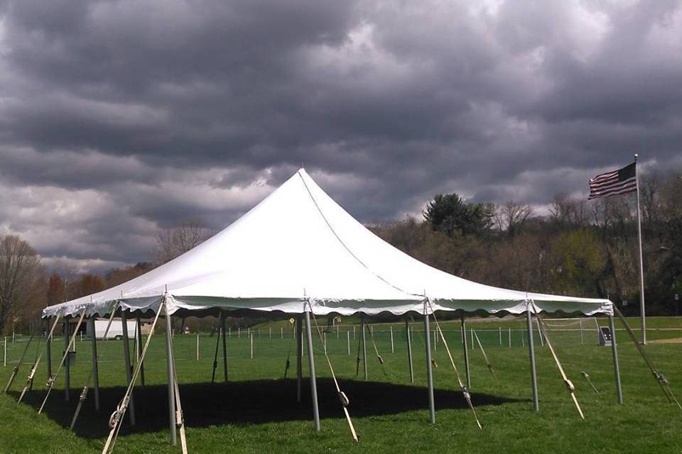 Setting up tent for the event