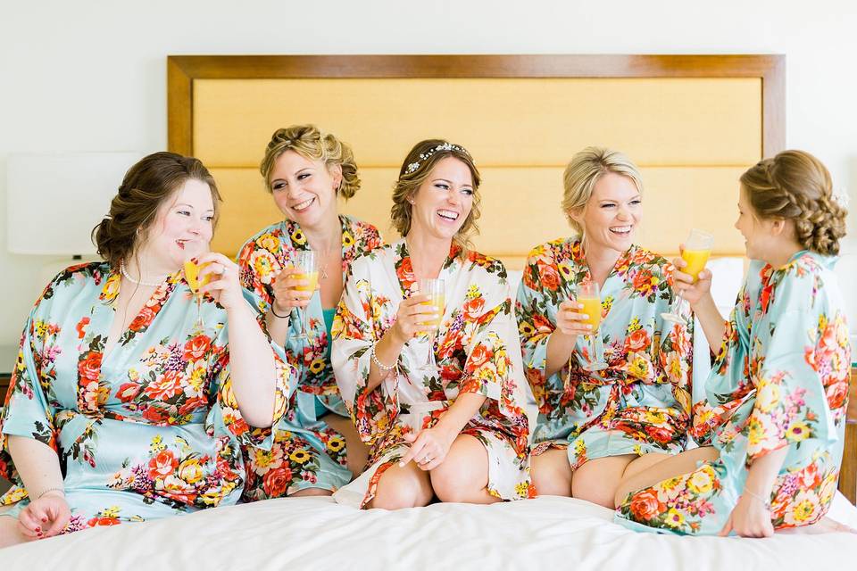 Bridal party in their robes
