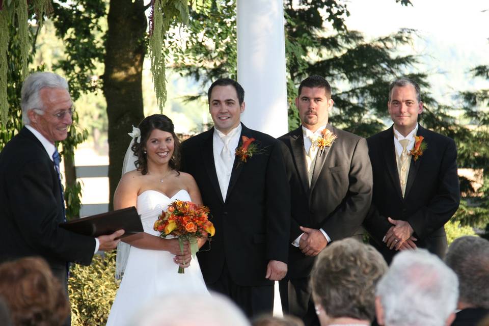 Newlyweds at their wedding