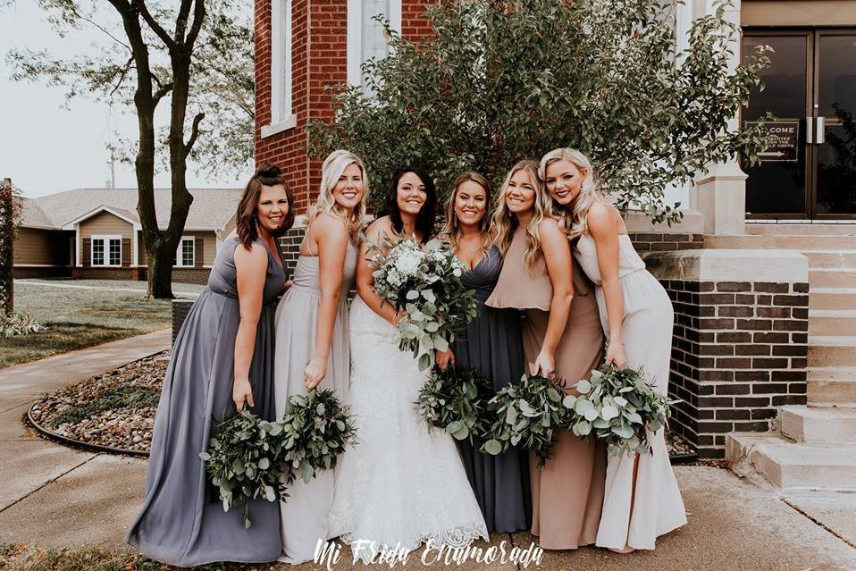 Bride with bridesmaids