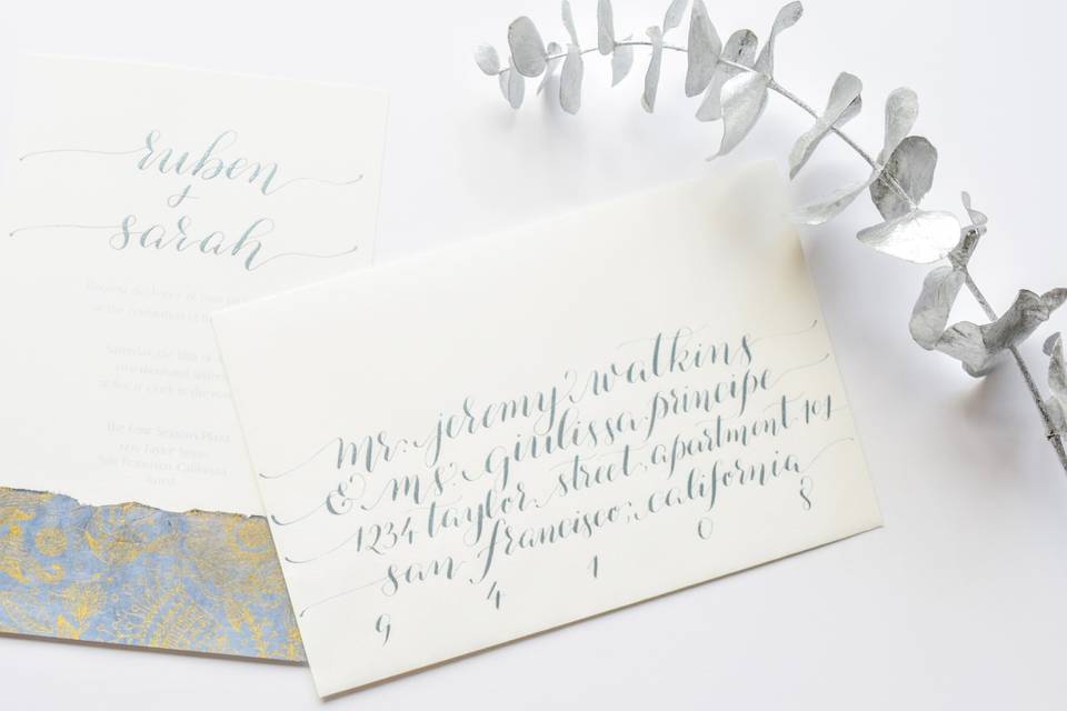 Handmade Wedding Invitation and Calligraphy Envelope Addressing by Paperloveme Calligraphy