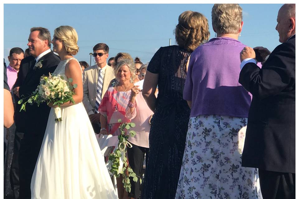 Bride walking down the aisle