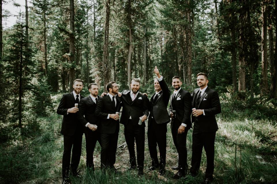 Grooms Party in the Forest