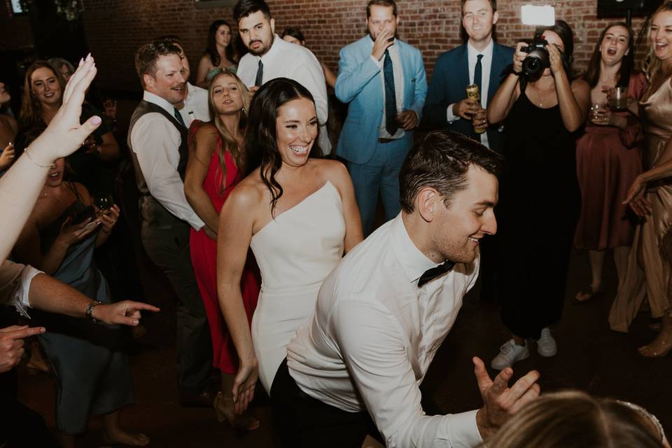 The groom gets after it