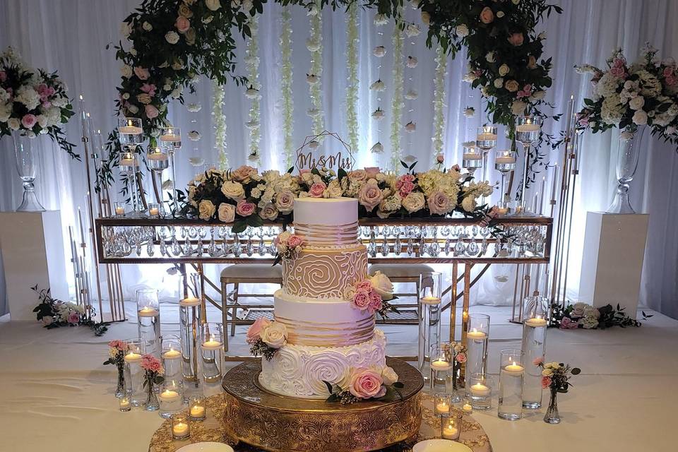 Cake and Glass Sweetheart Tabl