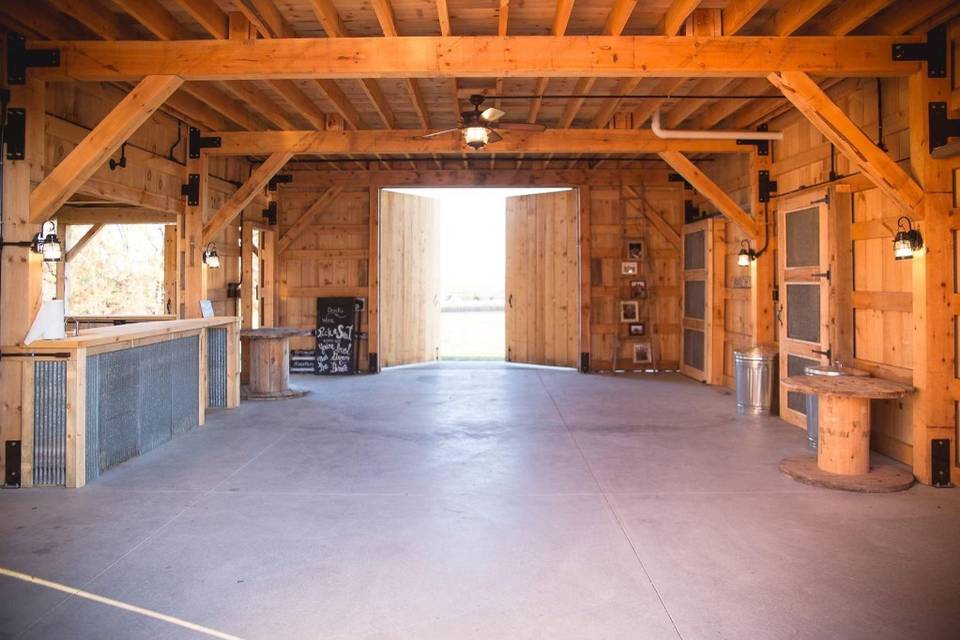 Inside barn area/restroom's