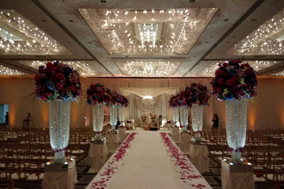 Decorated wedding aisle