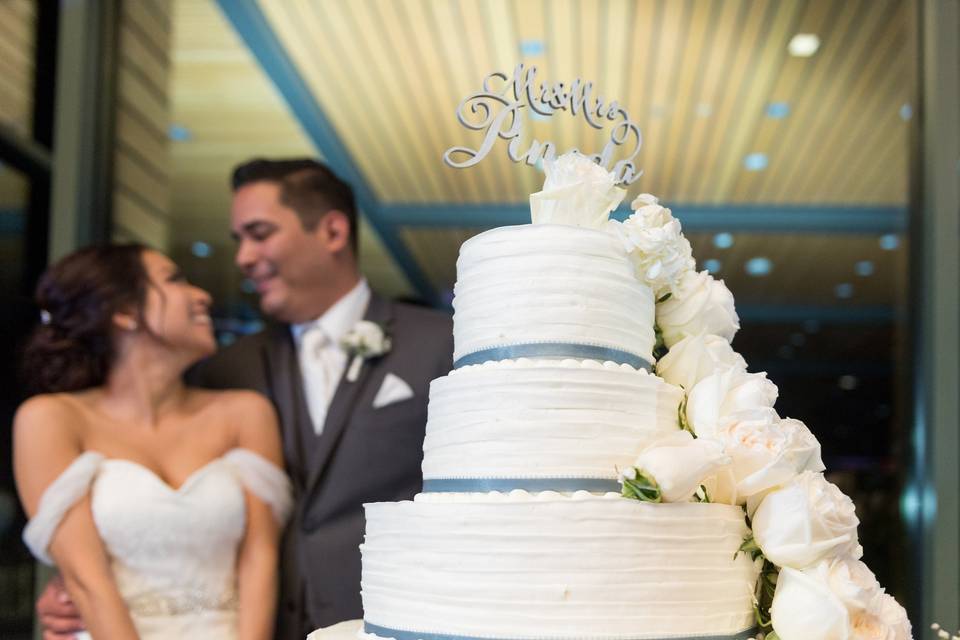 Couple's multiple layered cake