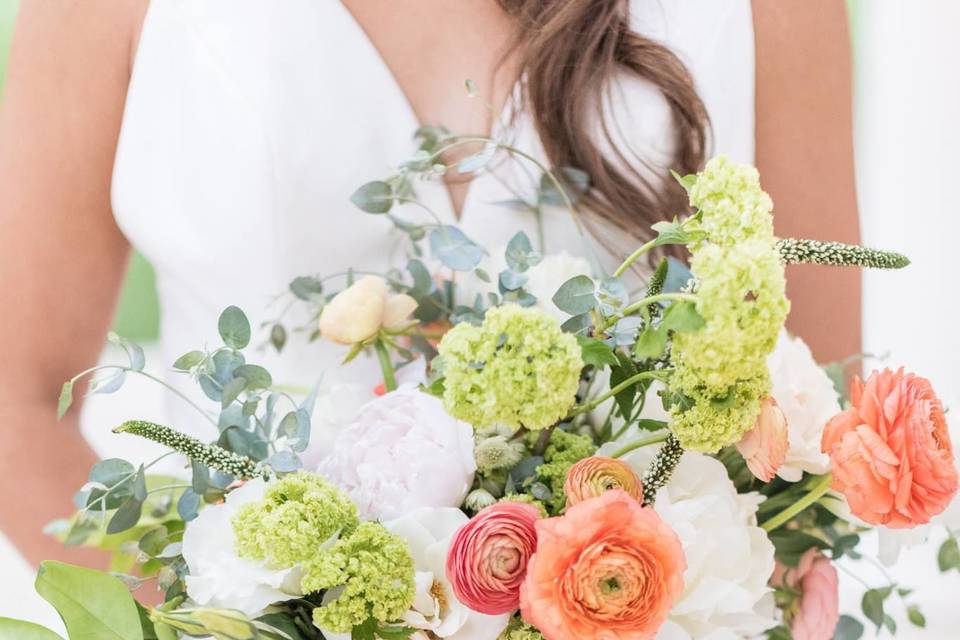 The bride holding her bouquet