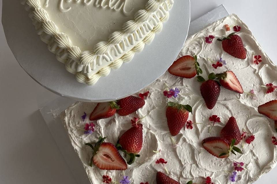 Vintage Heart and Sheet Cake