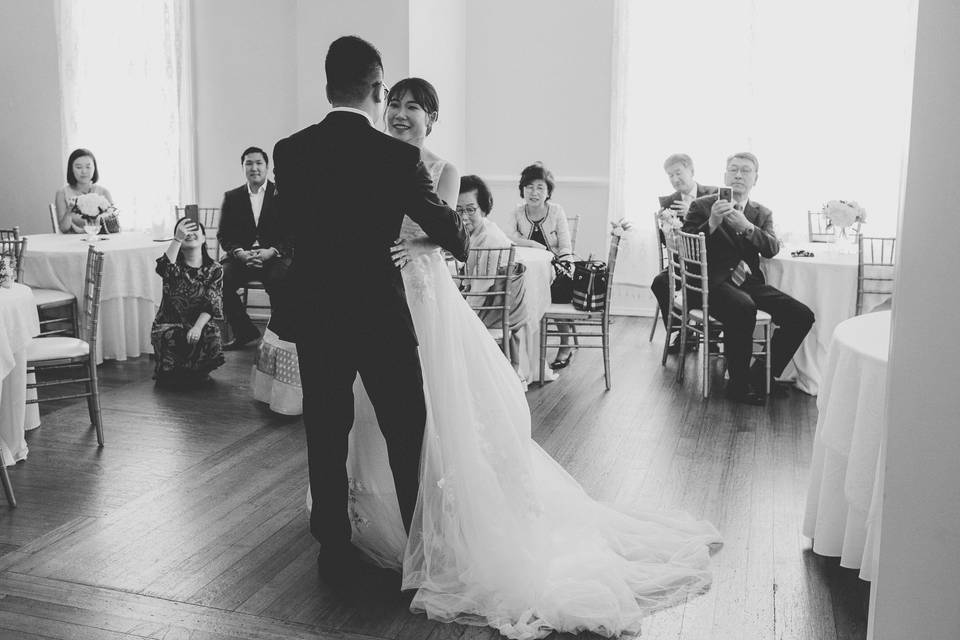 Bride and groom dance