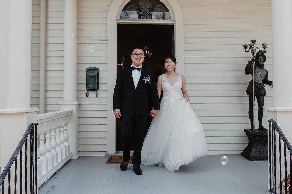 Bride and groom exit