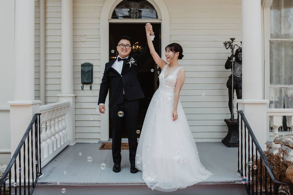 Bride and groom exit