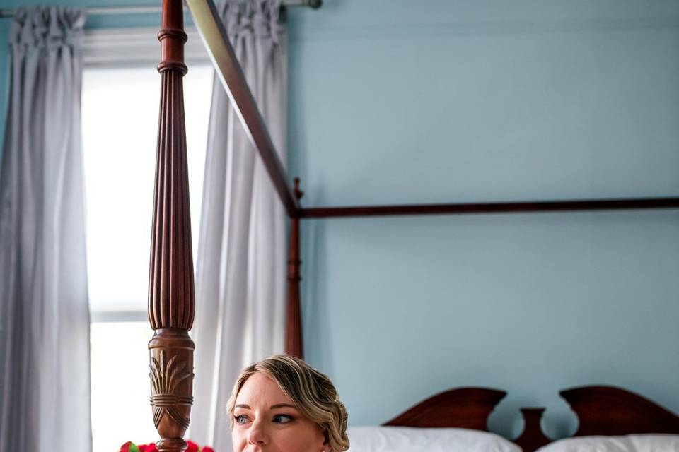 Bride in savannah bedroom