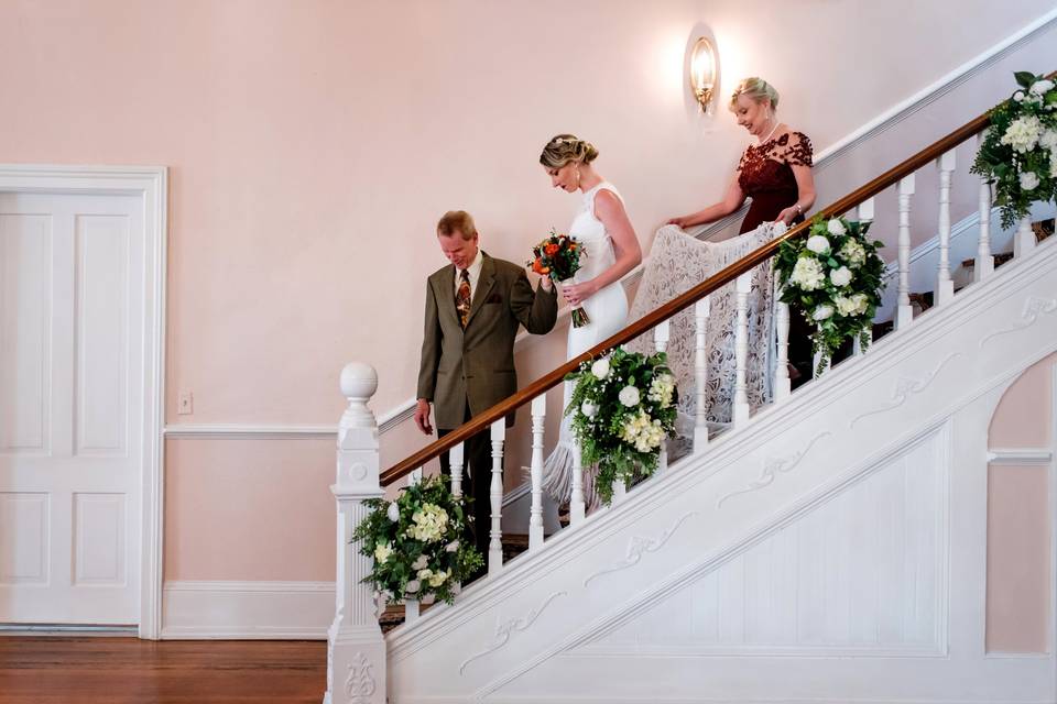 Bride on stairs