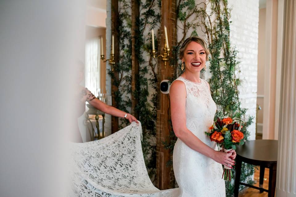 Bride in ballroom