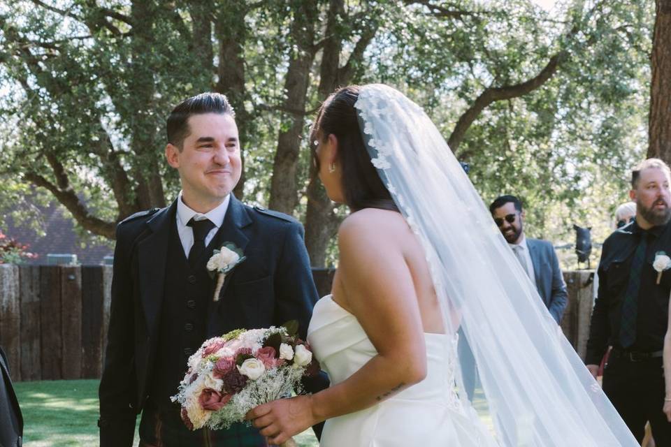 Bride meeting groom