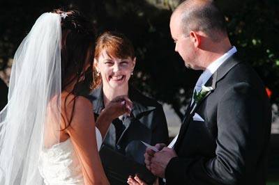 A happy officiant
