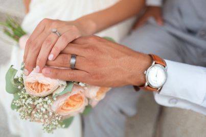 Wedding rings of couple