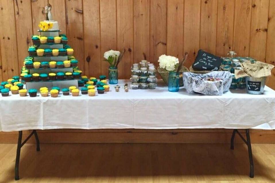 Cake and cupcake table