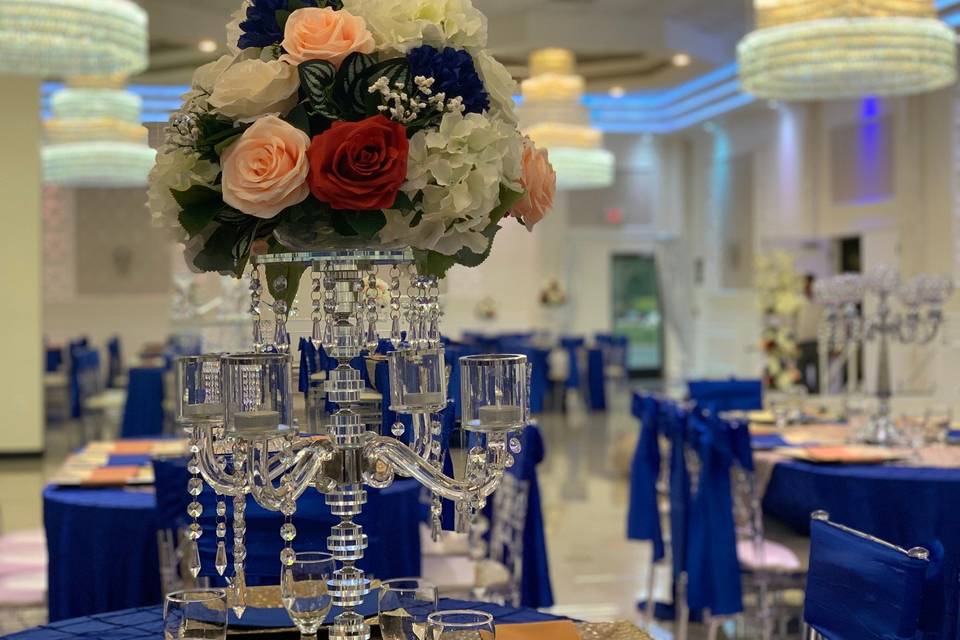 Table decorated with flowers