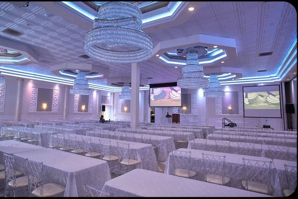 Banquet hall with screens