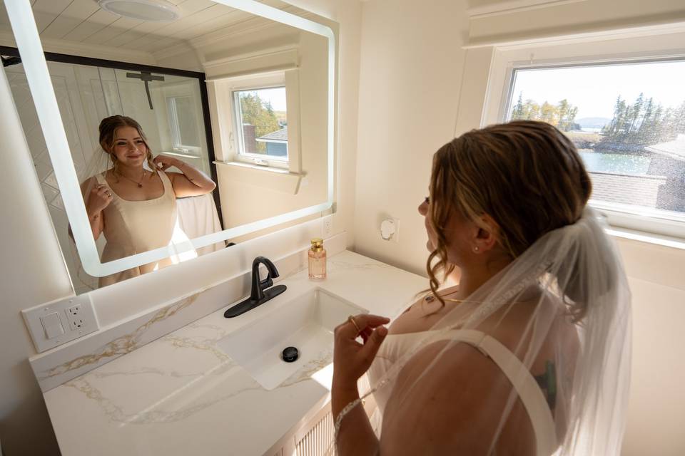 Getting ready in bridal suite