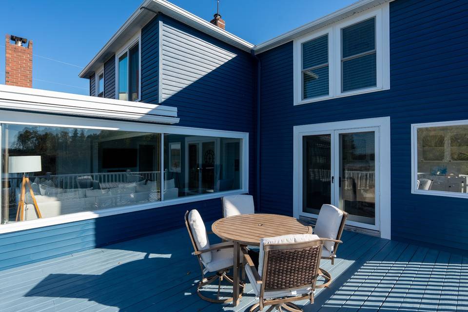 Blue house deck