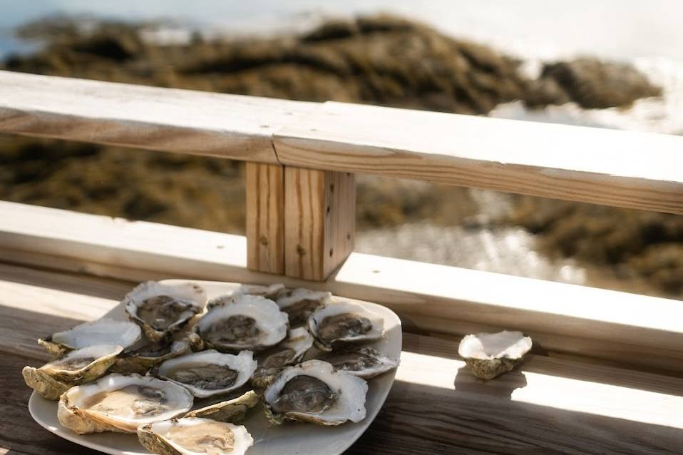 Oyster toast on the deck