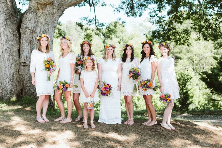 Bride and her bridal attendants