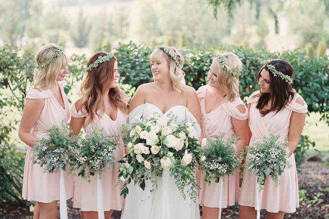 The bride with her bridesmaids