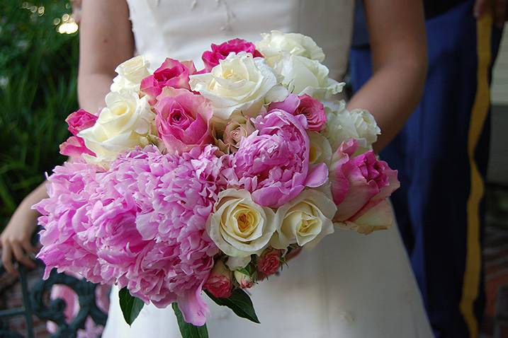 The bride holding her bouquet