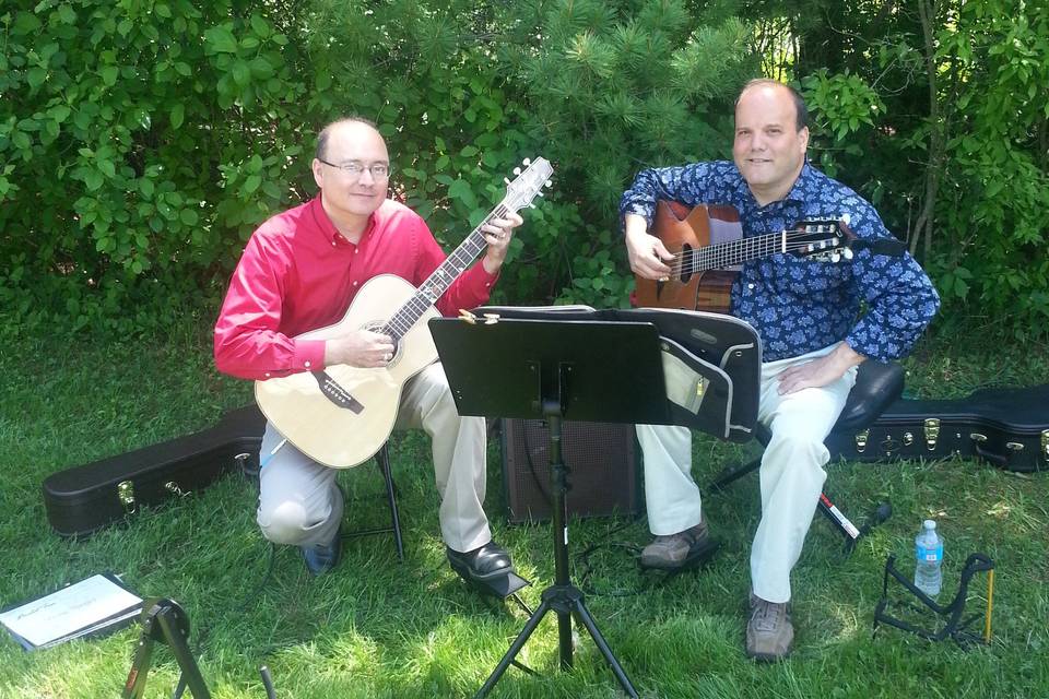 Steve and I at an outdoor wedding