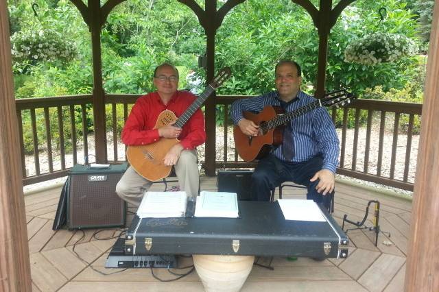 Steve and I at an outdoor wedding