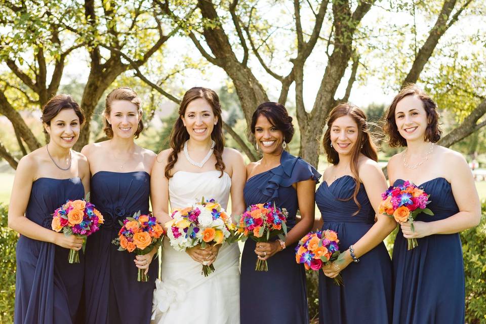 Bride with bridesmaids