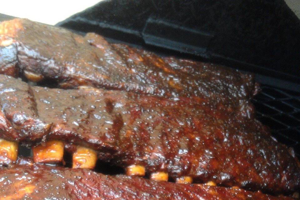 St. Louis Style Ribs with a light BBQ glaze.