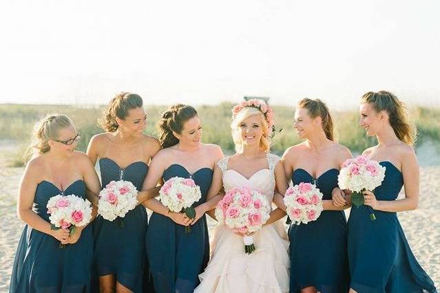 Bouquets of the bride and bridesmaids