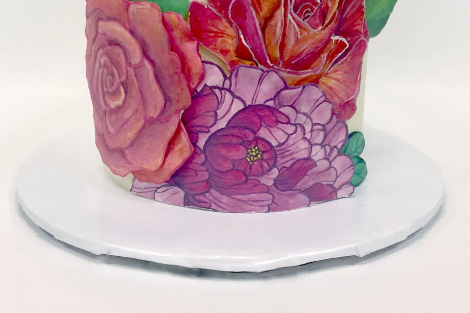 Hand-painted rose appliques