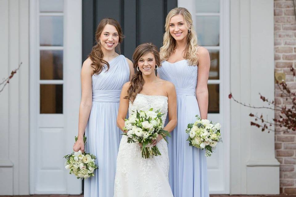 Bride with bridesmaids