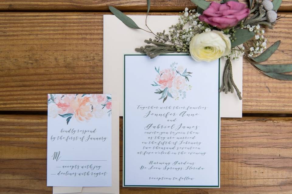 harmony gardens wedding styled shoot | invitation design